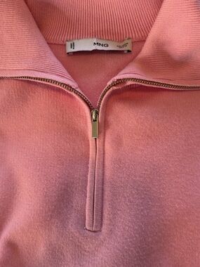 Mango Pink Half-Zip Crewneck Sweater